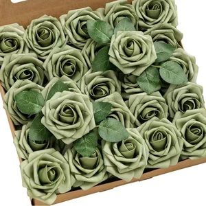 25 Count Lings Moment Elf Sage Green Roses Wedding Bouquet Flower Decor